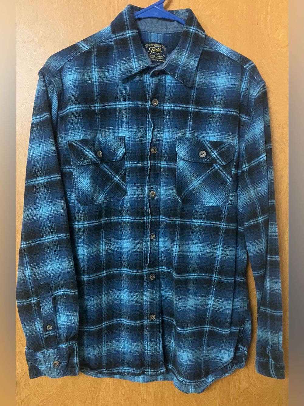 JACHS MFG Heritage Men's Blue Plaid Long Sleeve Button Down Flannel Shirt Size L